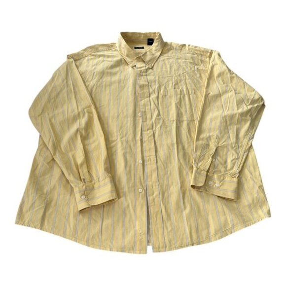 IZOD Men's Multicolor Vertical Striped Long Sleeve Shirt - Yellow, White, Beige, - Picture 4 of 4